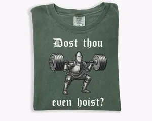 Comfort Colors Medieval Gym T-Shirt: Funny Knight Weightlifting Tee, Unisex Trendy Tee, Made to Last, Durable Quality, Cozy Fit, Perfect for Any Season