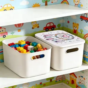 Plastic Storage Box with Dreamy Feather Design, Elegant Printed Pattern, Party Desktop Organizer, Living Room Snack Holder