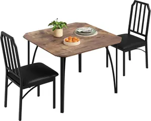 Dining Table Set, Kitchen Table and Chairs with Chamfer Design, Dining Room Set with Cushion Seats for Home Kitchen, Apartment