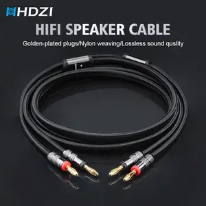 Professional HiFi Speaker Cable, Gold Plated Banana Plug, Nylon Braided Outer Shell, Durable Antioxidant, Pure Sound Quality