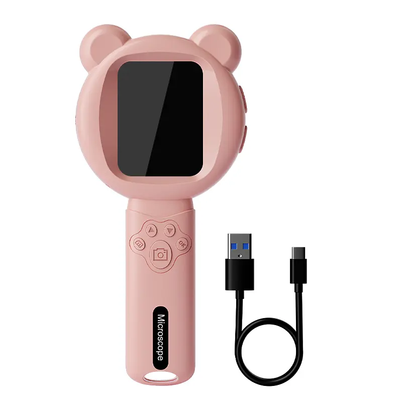 Kids Digital Magnifier - 2.8'' Screen Portable Video Microscope with 15 LEDs for Outdoor Exploration, Electronic Learning Device