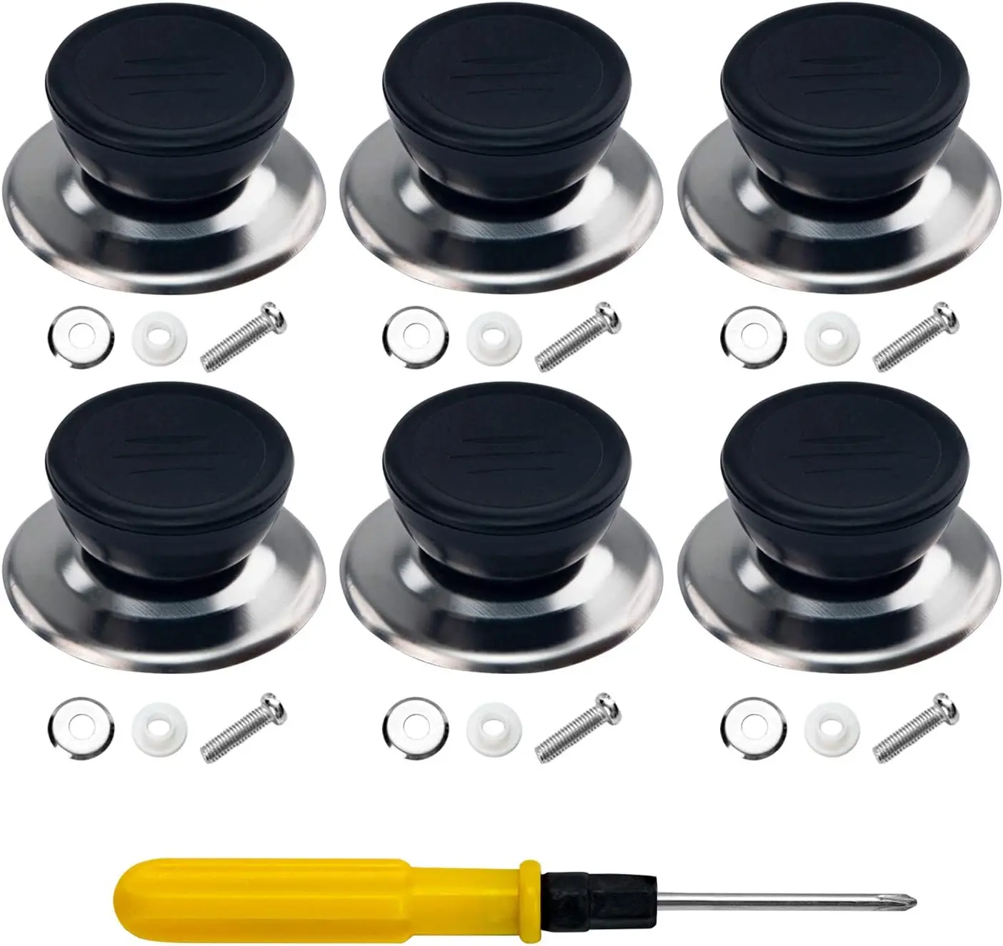 6 count Pot Lid Knobs, Universal Kitchen Cookware Replacement Pan Lid Holding Handles, Pot Lid Cover Knob Handle, Knobs Casserole Kettle Cover Glass Saucepan Crockpot Handle Replacement Set