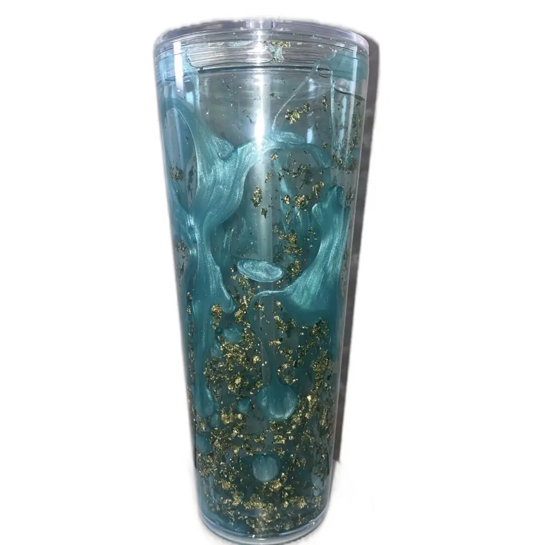 Teal and Gold Lava Tumbler