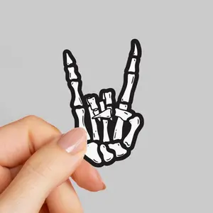 Rock Skeleton Sticker, Skeleton Sticker, Rock and Roll Sticker, Skeleton Hand Sticker, Laptop Sticker, Water Bottle Sticker