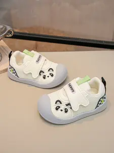2026 New Trendy Kids Panda Embroidered Mesh Round Toe Walking Shoes, Multi-Color Breathable Velcro Easy On/off, Anti-Collision Soft Sole Non-Slip, Trendy Nonslip Trainers
