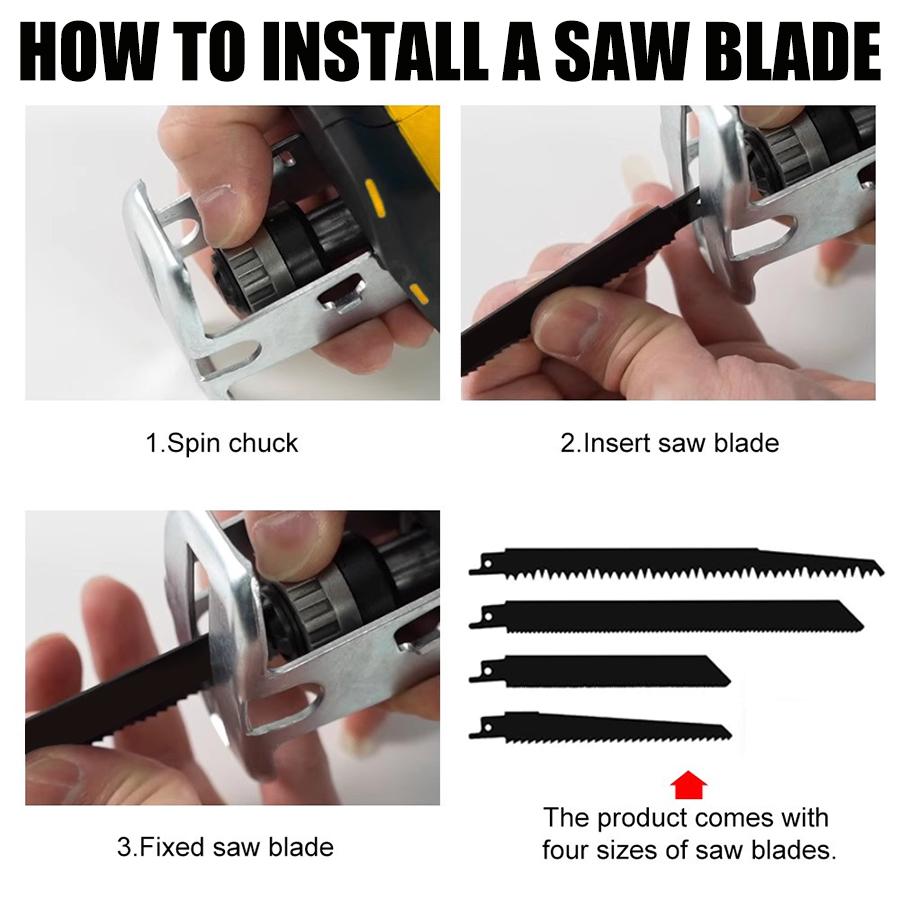 Cordless Reciprocating Saw with 2 Batteries & Charger, 4 Blades -  Ergonomic Grip, Lightweight , Self-Locking Chuck for Wood/  PVC Cutting -Outdoor Garden DIY Tool, Modern Tool Design Home decoration