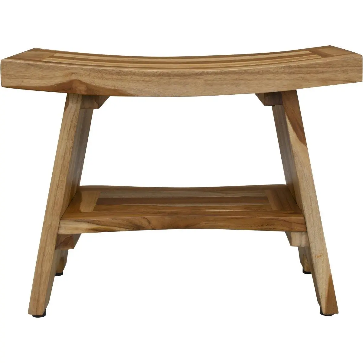 212 MAIN Contemporary Teak Shower Bench with Built-in Shelf, Natural Finish, Teak Wood, Adjustable Height