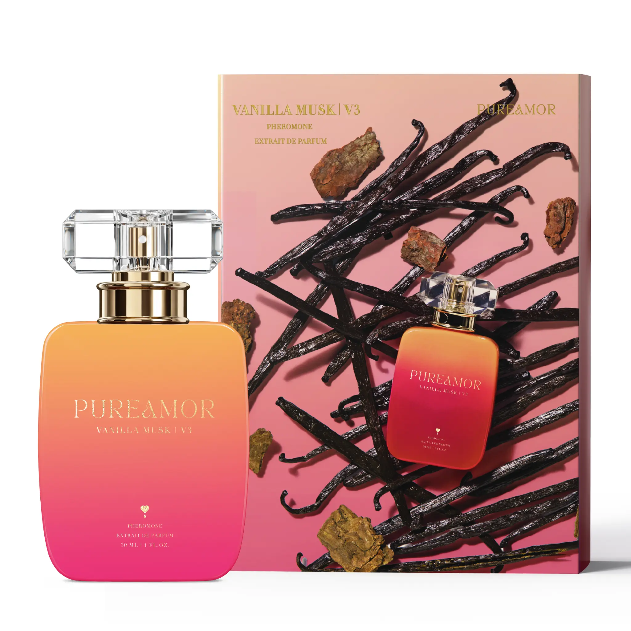 Pureamor Vanilla Musk V3 Pheromone Natural Spray Perfume for Women, 30ml/1oz Extrait de Parfum(Rose, Vanilla Bean, Bergamot, Sandalwood), Your Skin But Better, Irresistible Skin Scent & Deep Magnetic Attraction