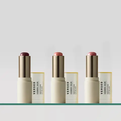 Versed Cashmere Color Trio – 3-Piece Smoothing Lip Blush Set with Shea Butter & Camellia Oil – Buildable Hydrating Tinted Lip Balm Bundle for Natural Color - Shades Reserve, Scene, Casual