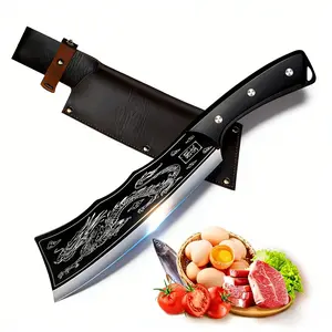 Kitchen boning knife, outdoor barbecue knife, dragon-slaying knife, sturdy and durable, a cool men's gift, a gift for father, Block