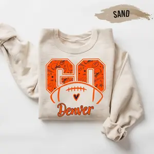 Go Denver Football Sweatshirt – Orange and Navy Game Day Pullover, Retro Team Spirit Top, Cozy Fall Outfit for Fans