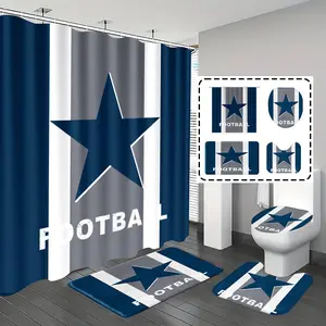 [Popular Choice]1pc/4pcs, bathroom curtains shower, bathroom set, shower curtains, bathroom rug, home decoration, bathroom mat, stripes and star patterns, simple theme decoration, bathroom set, and 12 hooks are given away, Shower Curtain Sets, Restroom