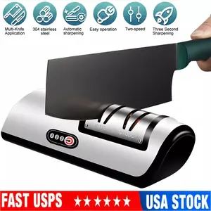 1 Pcs Professional Electric Knife Sharpener, 2-stage Home Kitchen Knives Sharpening, Stainless Steel