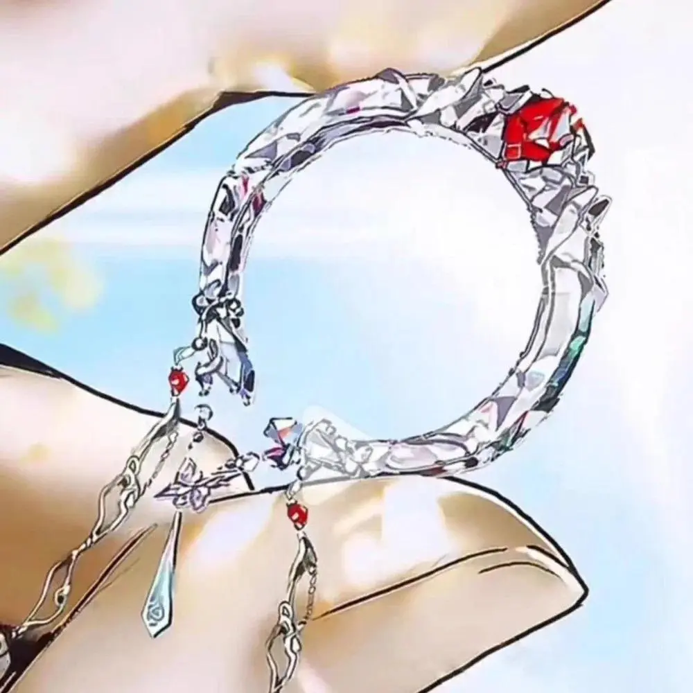 Anime Tian Guan Ci Fu Character Xie Lian Hua Cheng Cosplay Necklace Props Rhinestone Ring Pendant Exquisite Girl Jewelry Gift