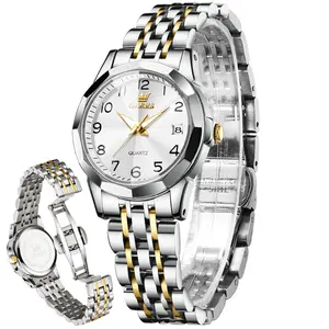 OLEVS Watches for Women Stainless Steel Analog Quartz Waterproof Date Luminous Wrist Male Watches Gift for Women's 9970
