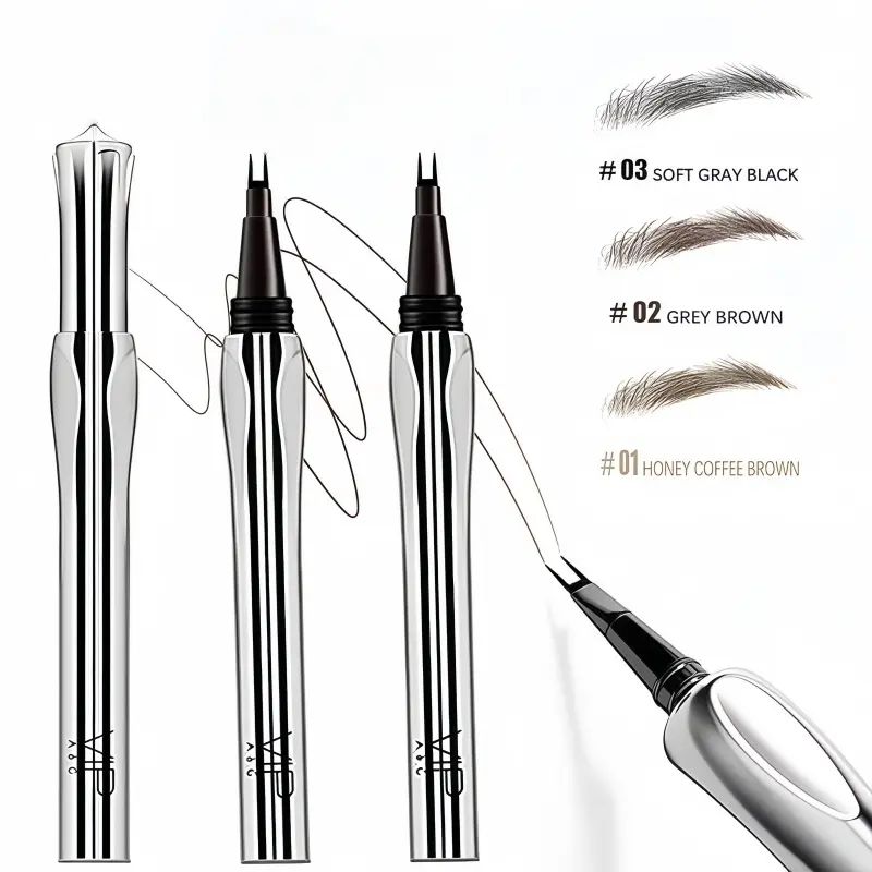 Microblading Eyebrow Pen Set, Long-Lasting and Waterproof Makeup with a Fork Tip for Natural Hair-Like Strokes, 2-Piece Kit in Honey Coffee Brown, For All Skin Types, Eyebrow Set