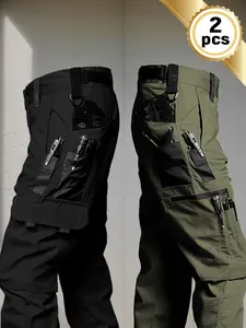 Men's Lightweight Tactical Cargo Pants - Durable, Breathable, Quick-Dry Polyester with Multiple Pockets for Outdoor Adventures, Hiking, and Work ( No Belt), All season Trousers | Loose Fit Pants | Durable Outdoor Wear, Hiking Pants