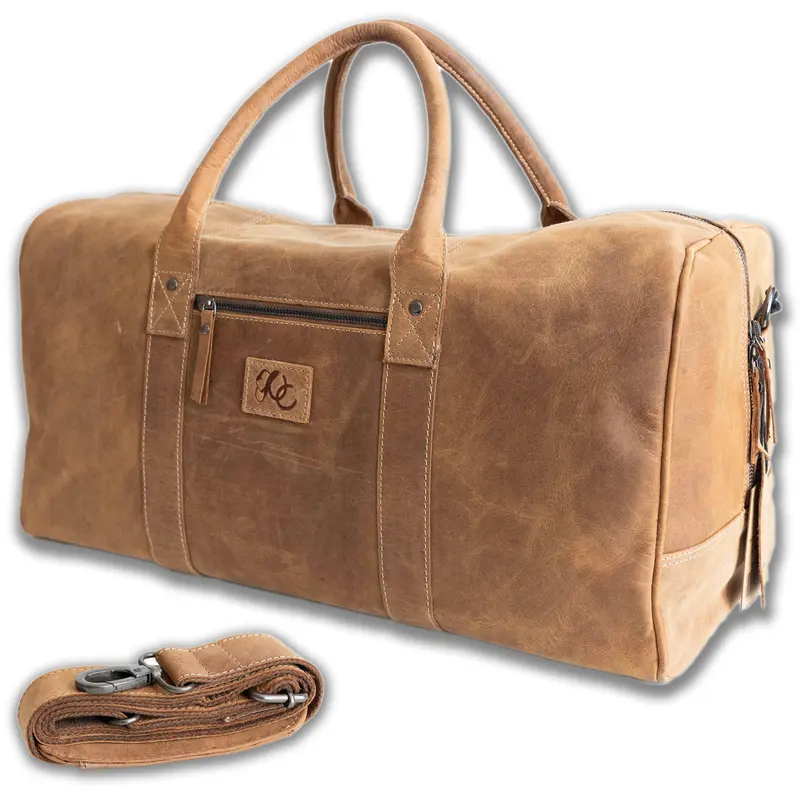 Leather Weekend Bag, Travel Luggage Bags for Carry-On Only Travel, Perfect Gift for Christmas, Father’s Day