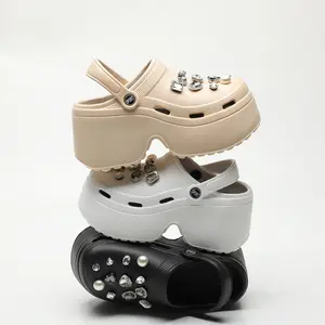 black/white/khaki Diamond height increasing sandals for women's summer 2024 new style, high-end slippers for wearing outside