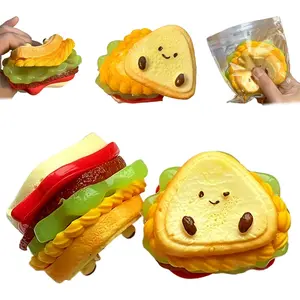 Food Taba Squishy Toys - 6 Layer Sandwich Fidget Toys, Handmade Squishies Taba Food with Detachable Parts Stress Relief Sensory Toys for Office School (Sandwich)