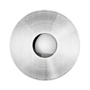 Meclisse LED Sconce With Ribbed Glass Disc and Circular Medallions for Stunning Illumination