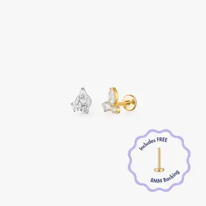 Mara Trio Gem Titanium Flat Back Stud (Single)