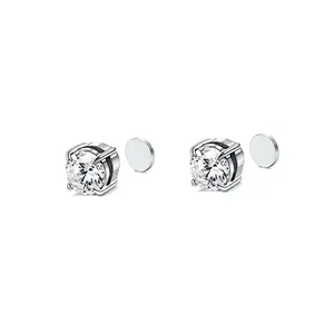 [ Stainless Steel Magnetic Stud Earrings ] No-Piercing Clip on Earrings 6 / 8MM Silver Brick Magnet Earring Simple and Fashionable Earcuff