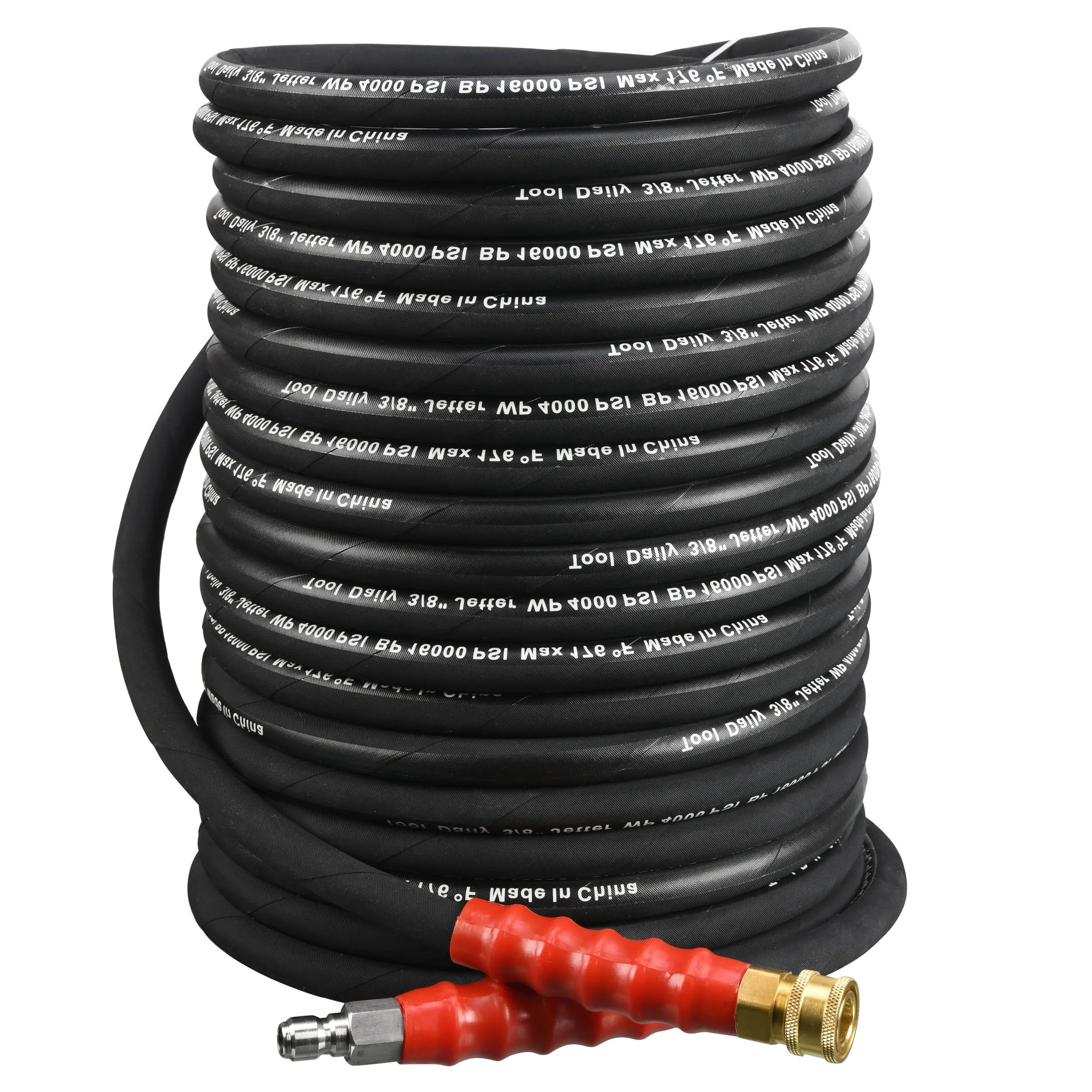 Tool Daily Pressure Washer Hose - 3/8 Inch x 50 FT, 4000 PSI, High Tensile Wire Braided - Durable and Leak-Free Design, Garden Water Hose, Steel Braided Hose