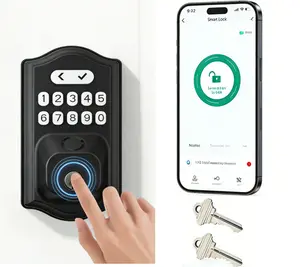 Keyless Entry Door Lock with Keypad - Smart Deadbolt for Front Door with 2 Keys - Auto Lock - Easy Installation Anti-Theft Fingerprint Door Lock digital thumbprint door knob bedroom bluetooth biometric room office handle home g code one-touch electronic