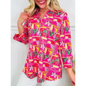 Bloom in Spring Top in Palm Print