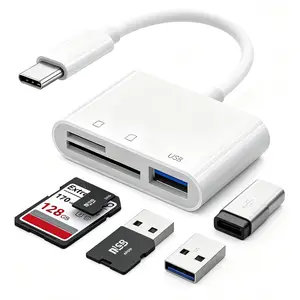 3-in-1 USB-C SD Card Reader, 5Gbps Fast Camera Memory Card Adapter, Plug & Play for iPhone 15-17, Android Phones, MacBook, iPad, Laptops
