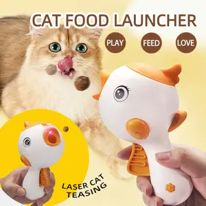 White Pet Treat Launcher Cat & Dog Food Shooting Gun Handheld Interactive Toy Gun Fun Bird Dispenser Kitten Puppy Exercise Feeder Laser Cat Toy Suitable for Indoor Cats Kittens Dogs