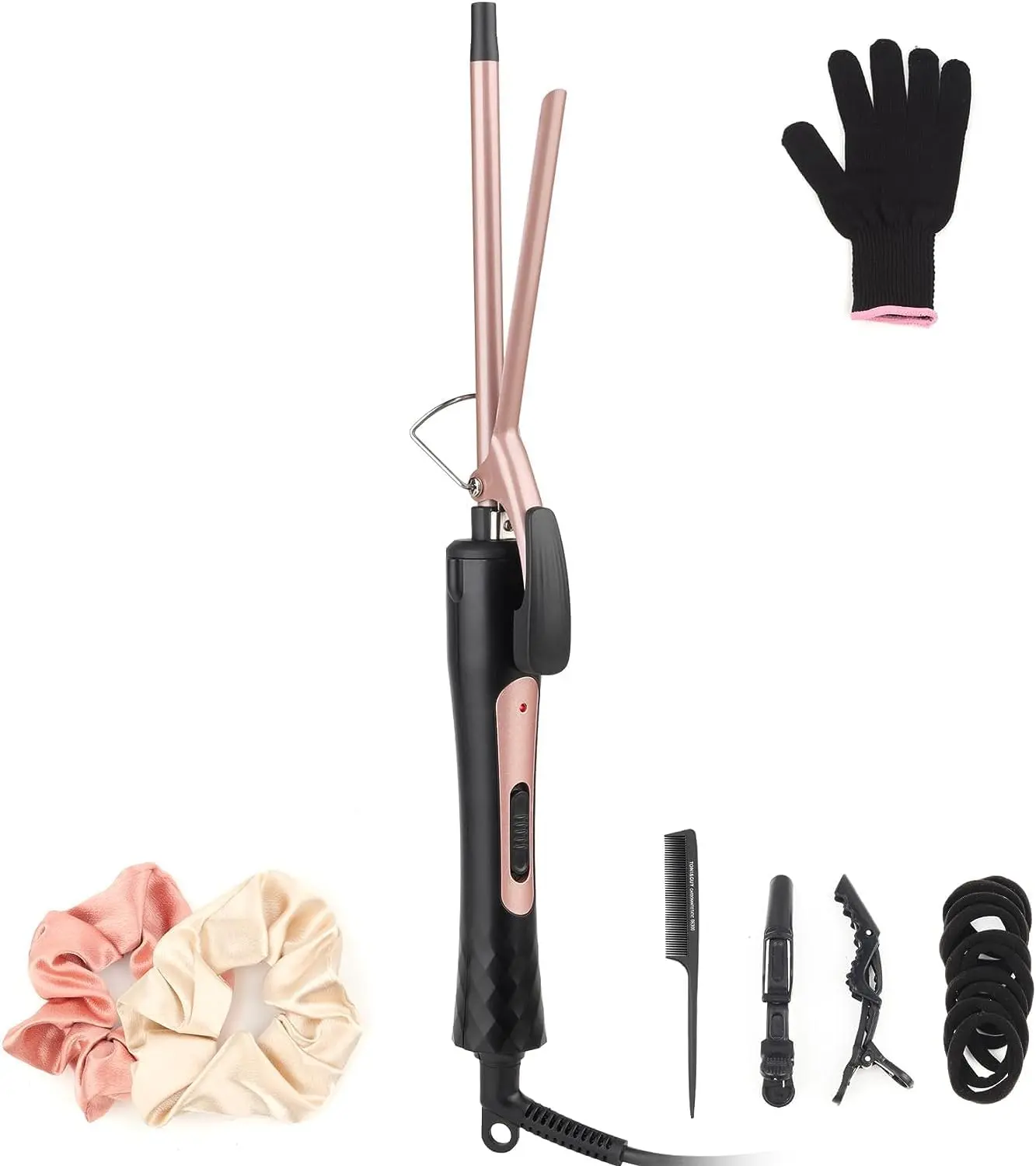 3/8 Inch Small Curling Iron Wand for Tight Spiral Curls with 2 Temperature | 9mm Thin Curling Wand, Ceramic Mini Hair Curler, Tiny Curling Wand for Short Hair, Fast Heating