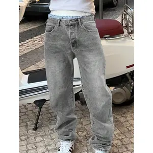 2026  Latest Men's Fashion Casual Loose Fit Light Gray Denim Jeans
