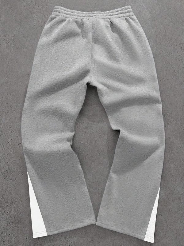 Retro Oversized Star Pattern Flared Sports Pants, Heavyweight Contrast Color Wide-Leg Joggers for Festivals & Street Fashion, Comfortable Loose-Fit Athletic Trousers