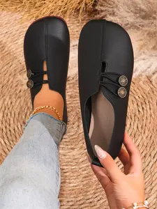 Women's Fashion Solid Color Slip-On Flat Shoes, 2026 New Casual Comfortable Daily Wear, Lightweight Breathable Ladies Shoes