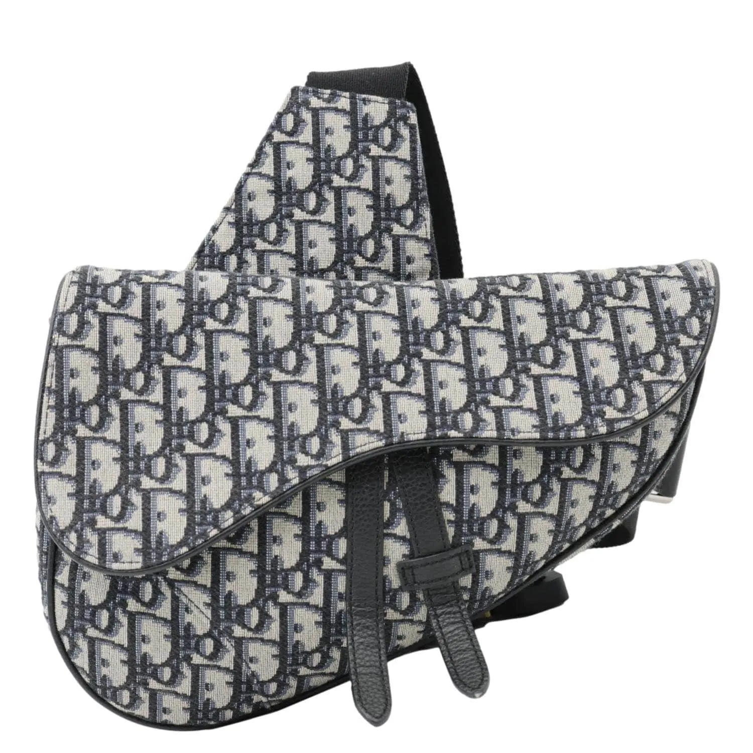 Pre-owned Dior Oblique Jacquard Crossbody Bags Christian Saddle Crossbody Bag Navy Blue