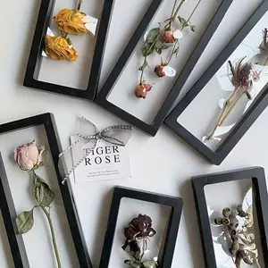 11.81in 2pc Black Transparent Flower Frame DIY Dried Flower Frame Home Decoration Ornaments Festival Flower Gift Box (excluding Flowers) Halloween Thanksgiving Christmas Gift