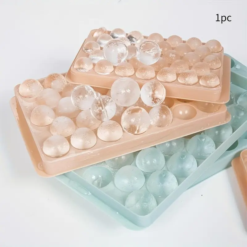 Round Ice Cube Tray Mold, 1 Count Plastic Sphere Maker for Freezer, Multifunctional Kitchen Tool for Chocolate, Beverage Cooling, Ice Trays for Freezer, Ice Ball Trays, Ice Molds