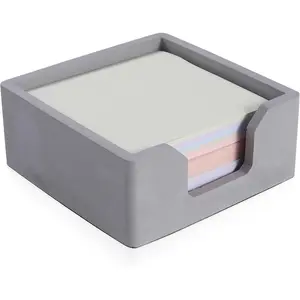 Concrete Sticky Note Holder for 3x3 Inch Notes Cement Self-Stick Note Memo Pad Dispenser Organizer Modern Gray Desk Accessory for Office & Home