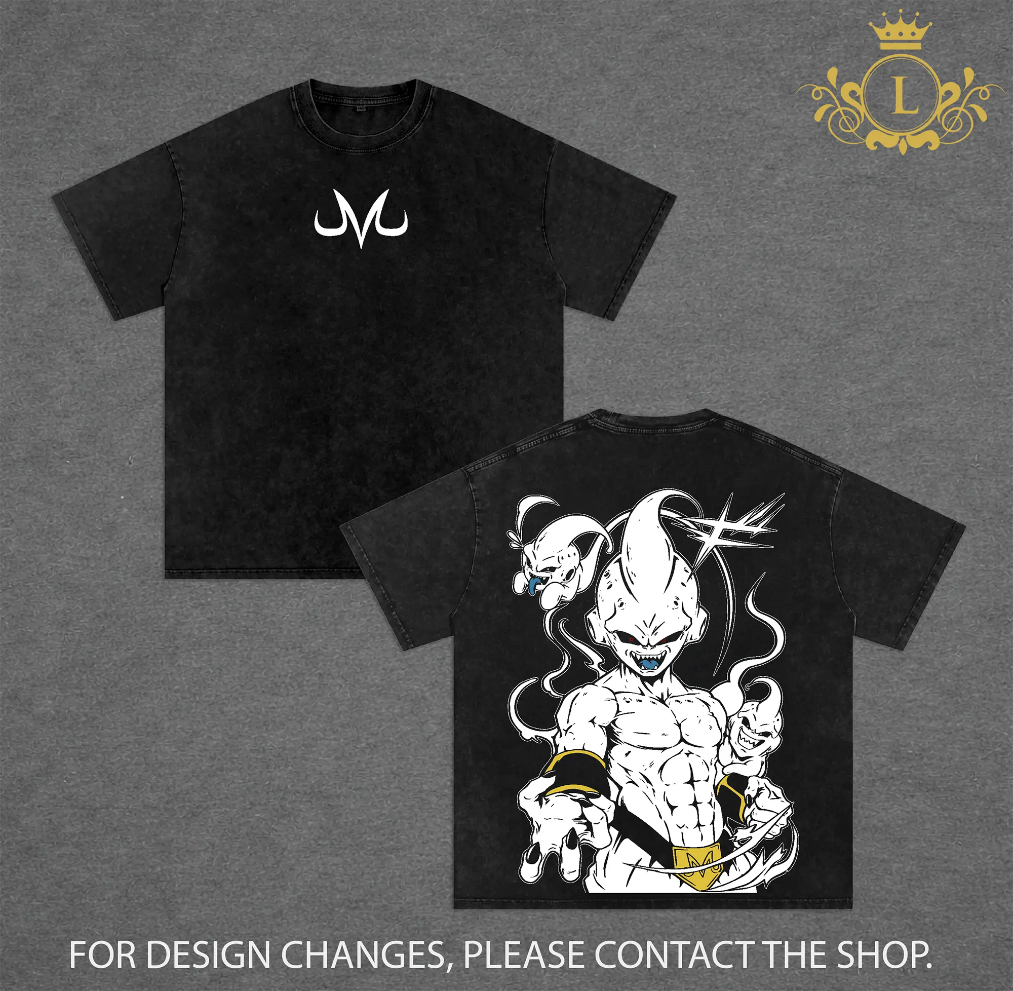 Majin Buu Vintage Washed T-Shirt, DBZ Majin Double Printed Graphic Tee, Oversized Unisex Streetwear, Soft Cotton Top Outfit for Men, Casual Menswear Gift for Anime Fans