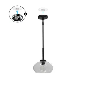 SkyPlug Kinsmon Plug & Play 1-Light Pendant Light in Transitional & Modern Style 65.24 Inches Tall 10 Inches Wide for Home Decor with Fast Installation & Enhanced Safety