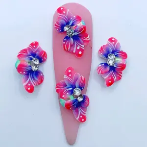 Premade 3D Ombre acrylic flower 4pcs nail charms nail art