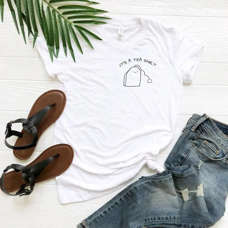 Funny Tea Lover Pun T-Shirt, Minimalist Tea Bag Shirt,100% Cotton, for Men Women