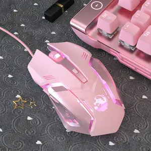 Ergonomic Wired Gaming Mouse 6 Buttons LED 2400 DPI USB Computer Gamer Mouse K3 Pink Gaming Mouse and mouse pads For PC Laptop Durable