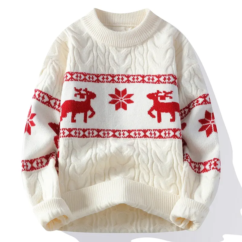New Fall Winter High End Luxury Cashmere Sweater Men Thick Warm Mens Sweaters With Deer Korean Harajuku Christmas Jumper