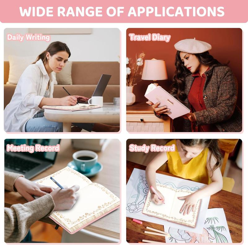 Valentine's Day Diary With Lock CAGIE A5 Vintage Lockable Refillable GIFT Box Leather Journal For Women & Men Writing Notebook For Office Travel Personal Use Green Yellow Pink Garden Ocean Adventure Series Lined Page Gift Bible Study College ruled