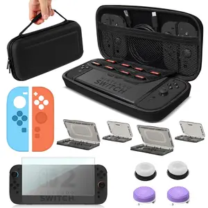 12 in 1 Bundle Accessories for Nintendo Switch 2 2025, Ugame Carring Case with Screen Protector, Clear Shell, Protective Cover for Joycon 2, 20 Slots Game Cards Case, 4x Thumb Grip Caps