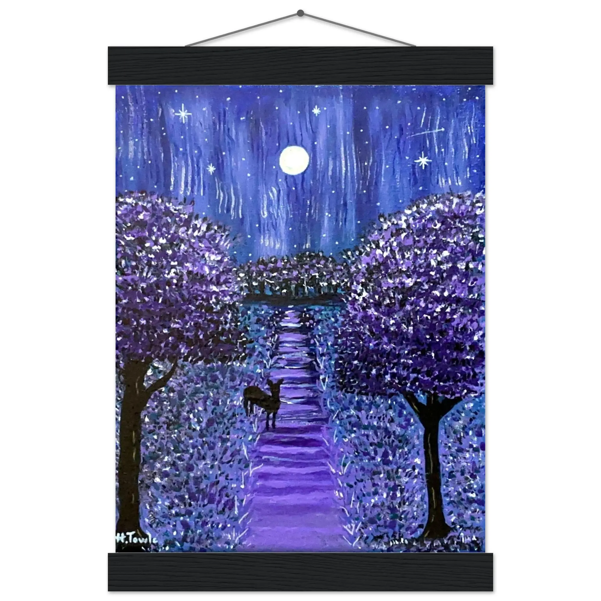 PRINT of My Original  ‘Jacaranda Evening’ on 12” x 8” Classic Semi-Glossy Paper Poster with Hanger