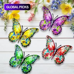 Metal Butterfly Wall Decor, 14 Inch Modern Outdoor Fence Art, Hanging Decoration for Home, Garden, Yard, Living Room, Bedroom, Patio, Balcony